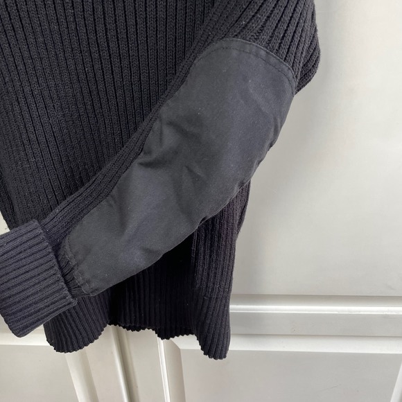 Fechheimer Sweater Mens Sz M Black Wool Blend Military Elbow Patches Ribbed Vtg - Picture 5 of 13
